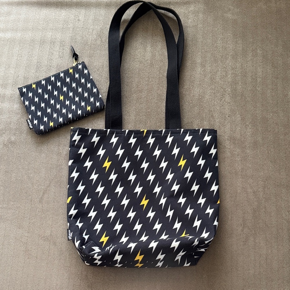 Society 6 Black and Yellow Lightning Tote Bag & Pouch ⚡️⚡️